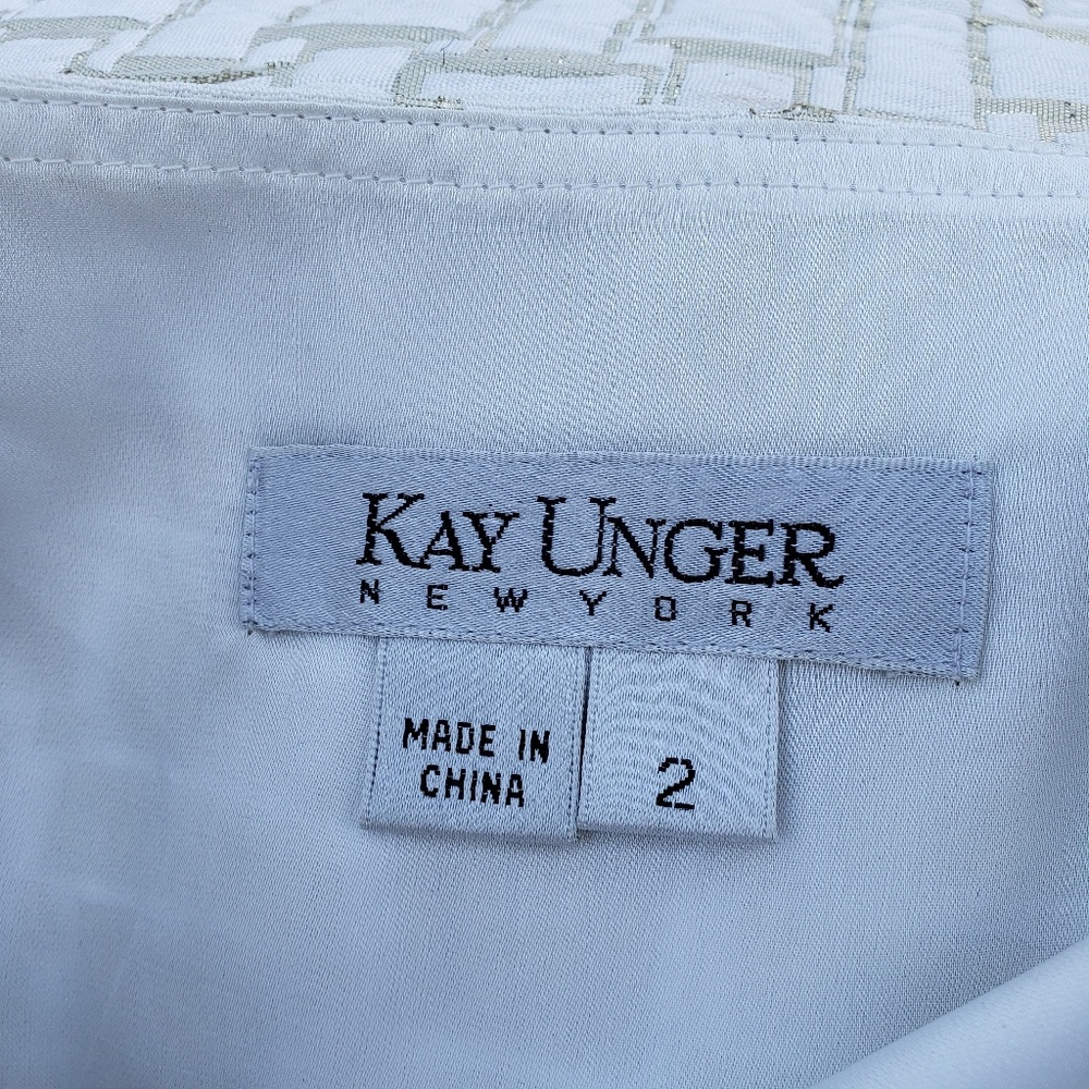 Kay Unger White Gold Accented Beaded Waist Dress - Picture 5 of 6